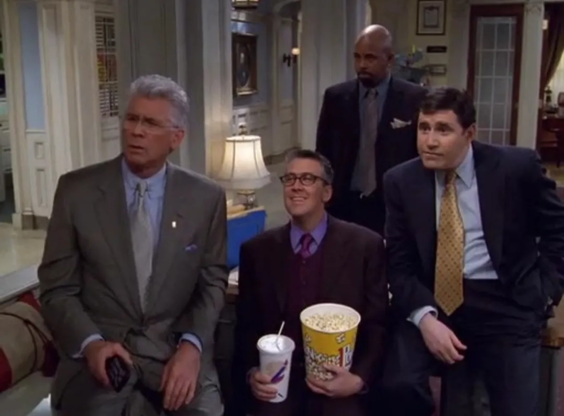 Barry Bostwick, Alan Ruck, Michael Boatman, and Richard Kind in Spin City (1996)