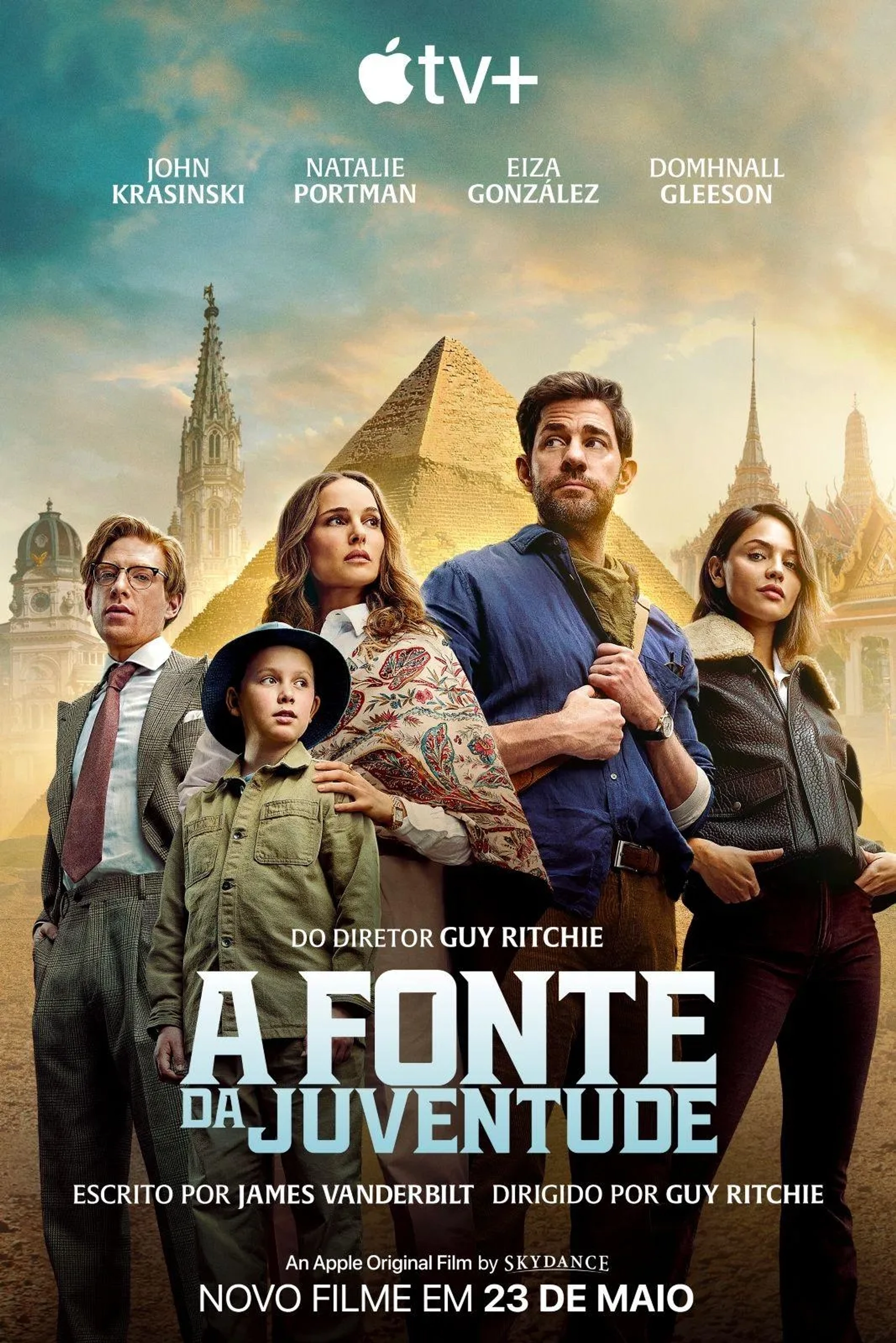 Natalie Portman, John Krasinski, Benjamin Chivers, Domhnall Gleeson, and Eiza González in Fountain of Youth (2025)