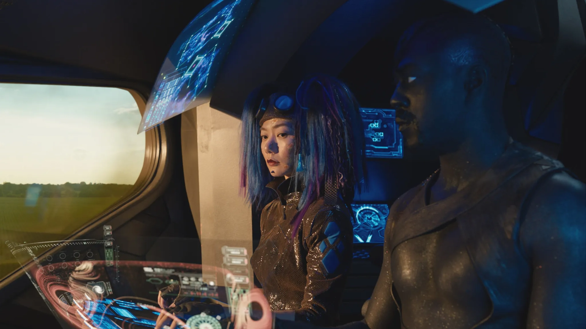 Bae Doona and David Ajala in Jupiter Ascending (2015)