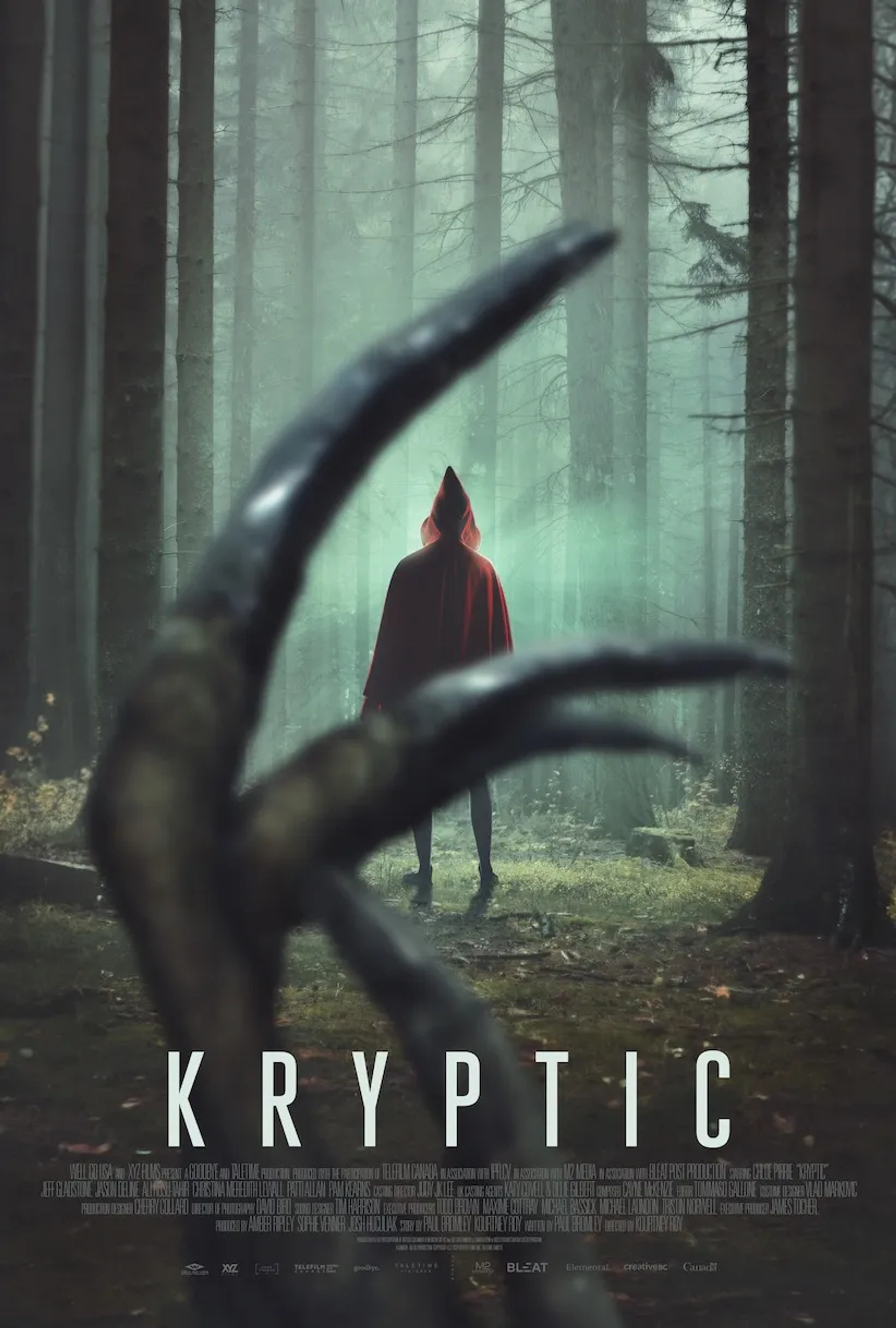Jason Deline, Jeff Gladstone, and Chloe Pirrie in Kryptic (2024)