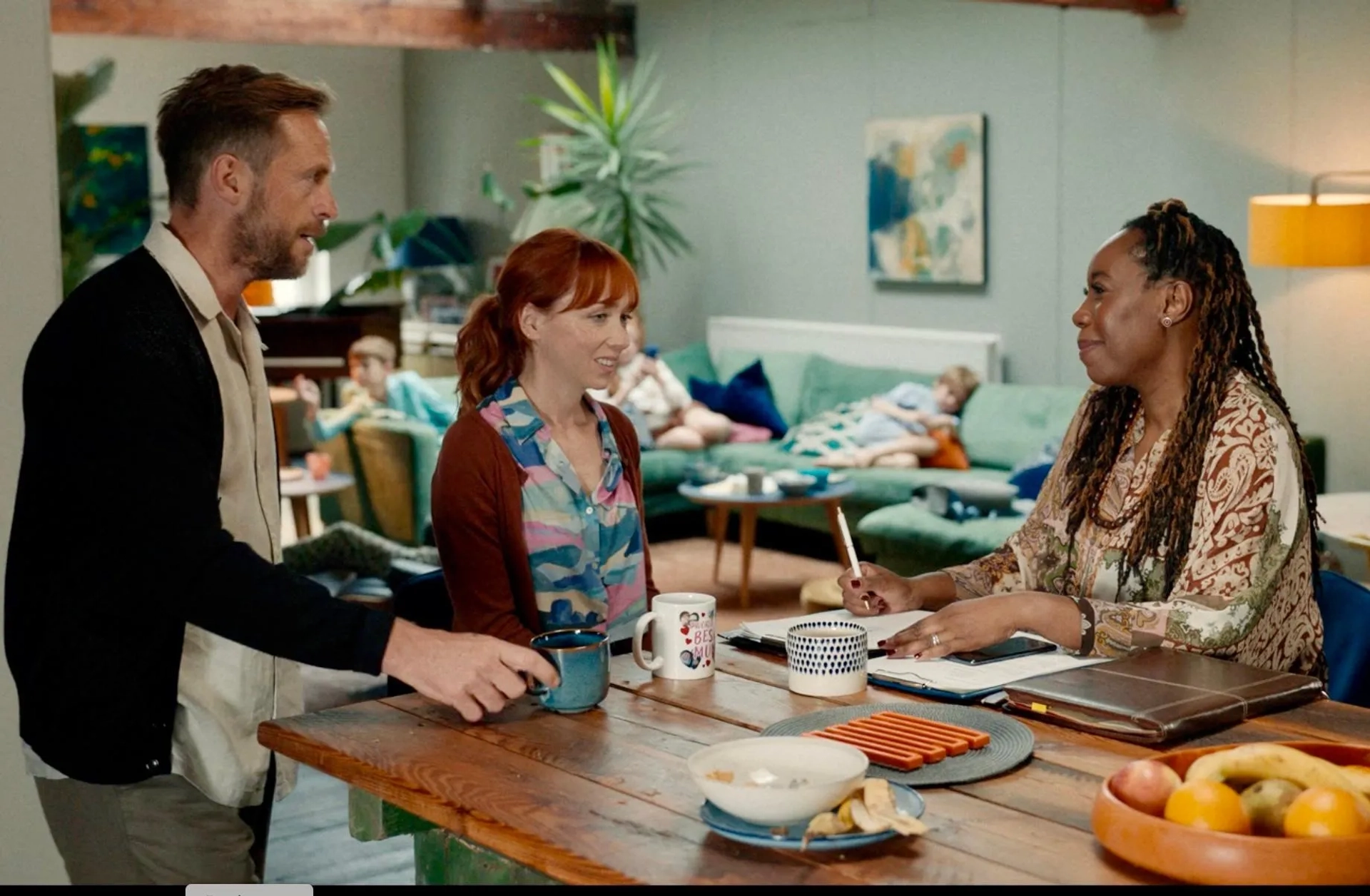 Stephen Campbell Moore, Chizzy Akudolu, and Emily Taaffe in Little Disasters (2025)