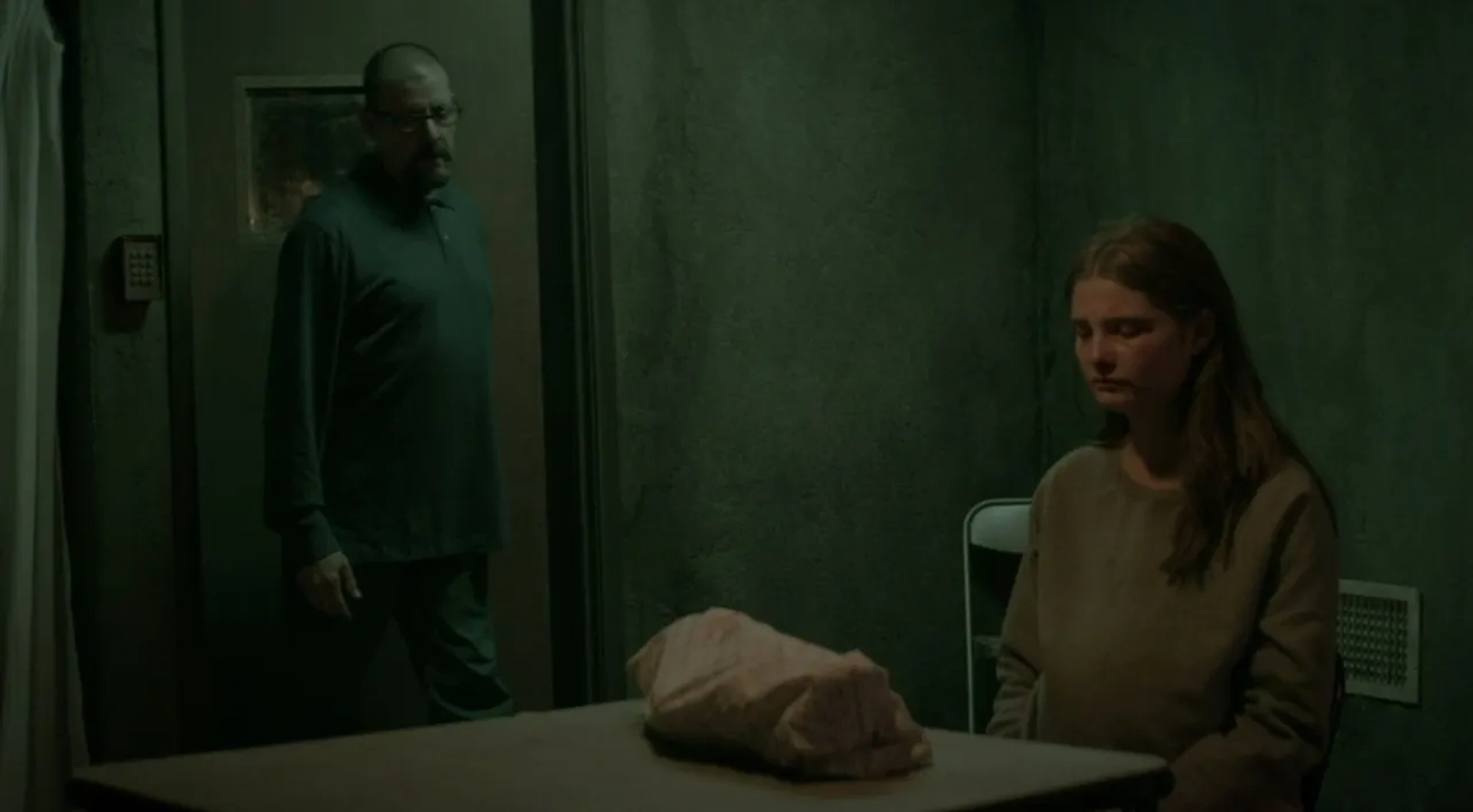 Judd Nelson and Stefanie Scott in Girl in the Basement (2021)
