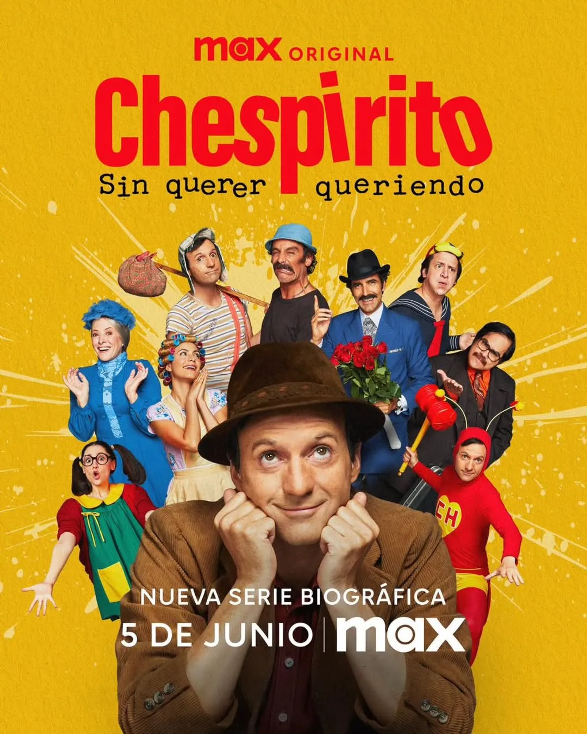 Arturo Barba, Eugenio Bartilotti, Andrea Noli, Pablo Cruz, Paola Montes De Oca, Miguel Islas, Juan Lecanda, and Bárbara López in Chespirito: Not Really on Purpose (2025)