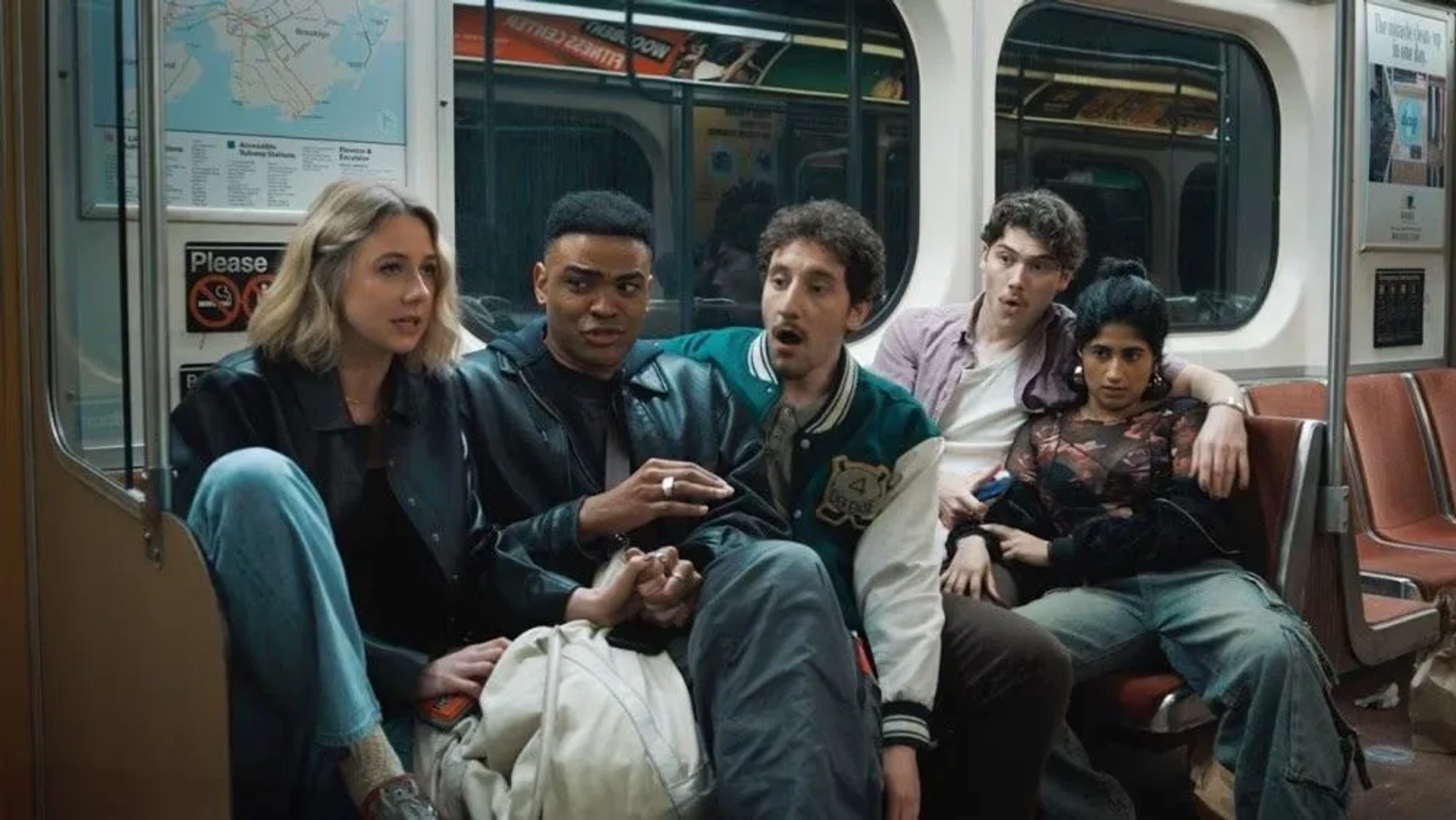 Amita Rao, Jack Innanen, Owen Thiele, Malik Elassal, and Lucy Freyer in Adults (2025)