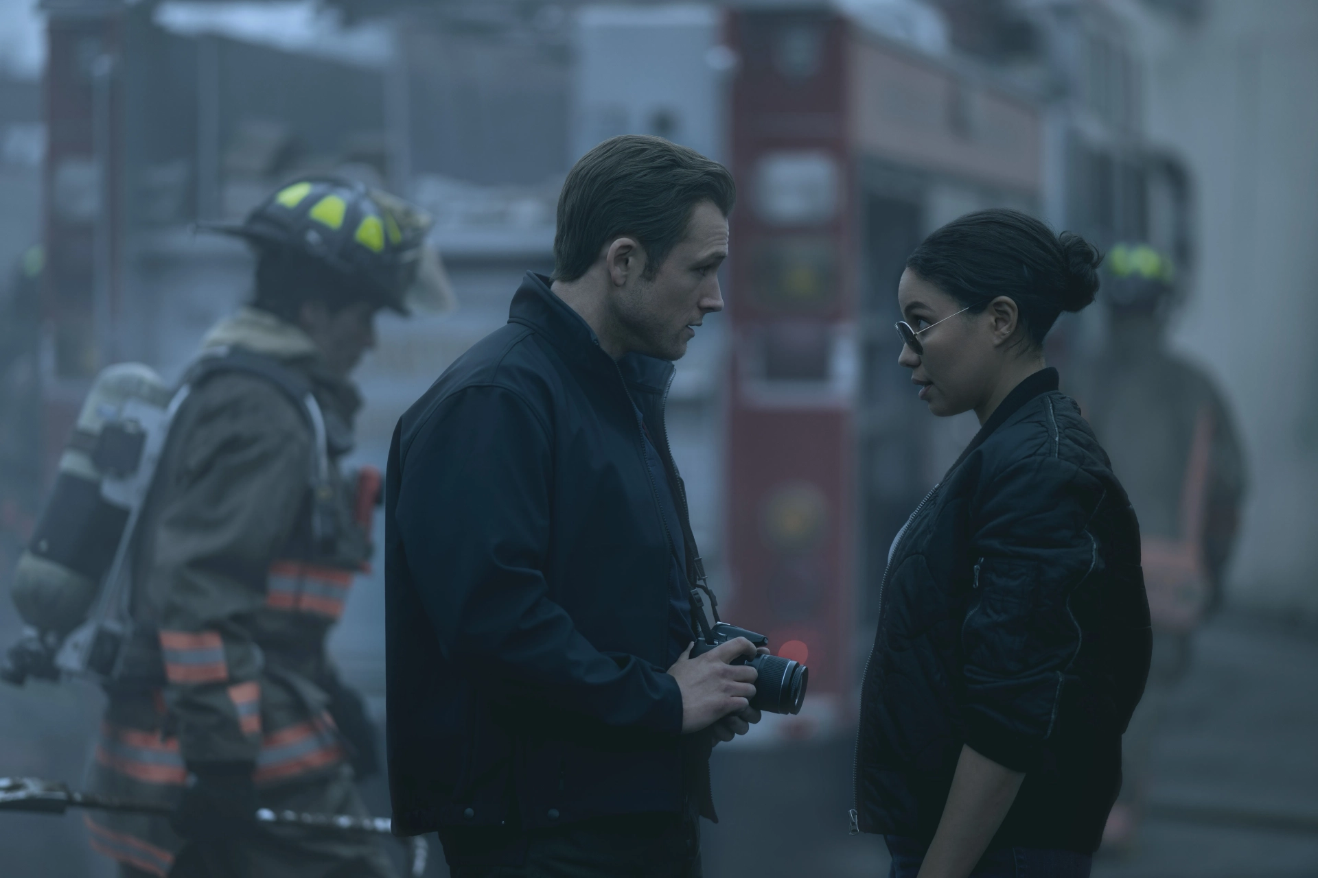 Jurnee Smollett and Taron Egerton in Smoke (2025)