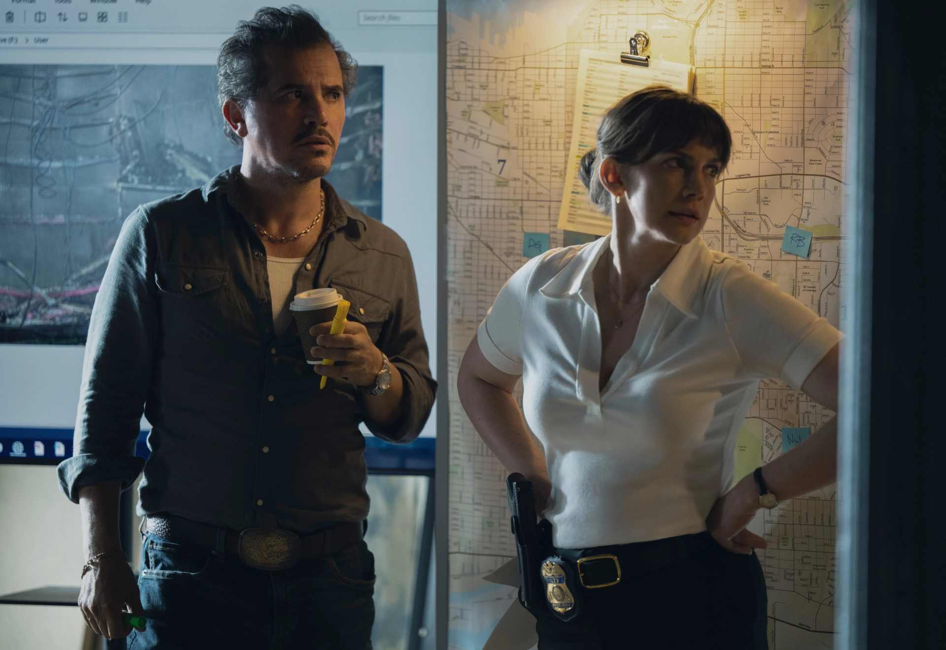 John Leguizamo and Anna Chlumsky in Smoke (2025)