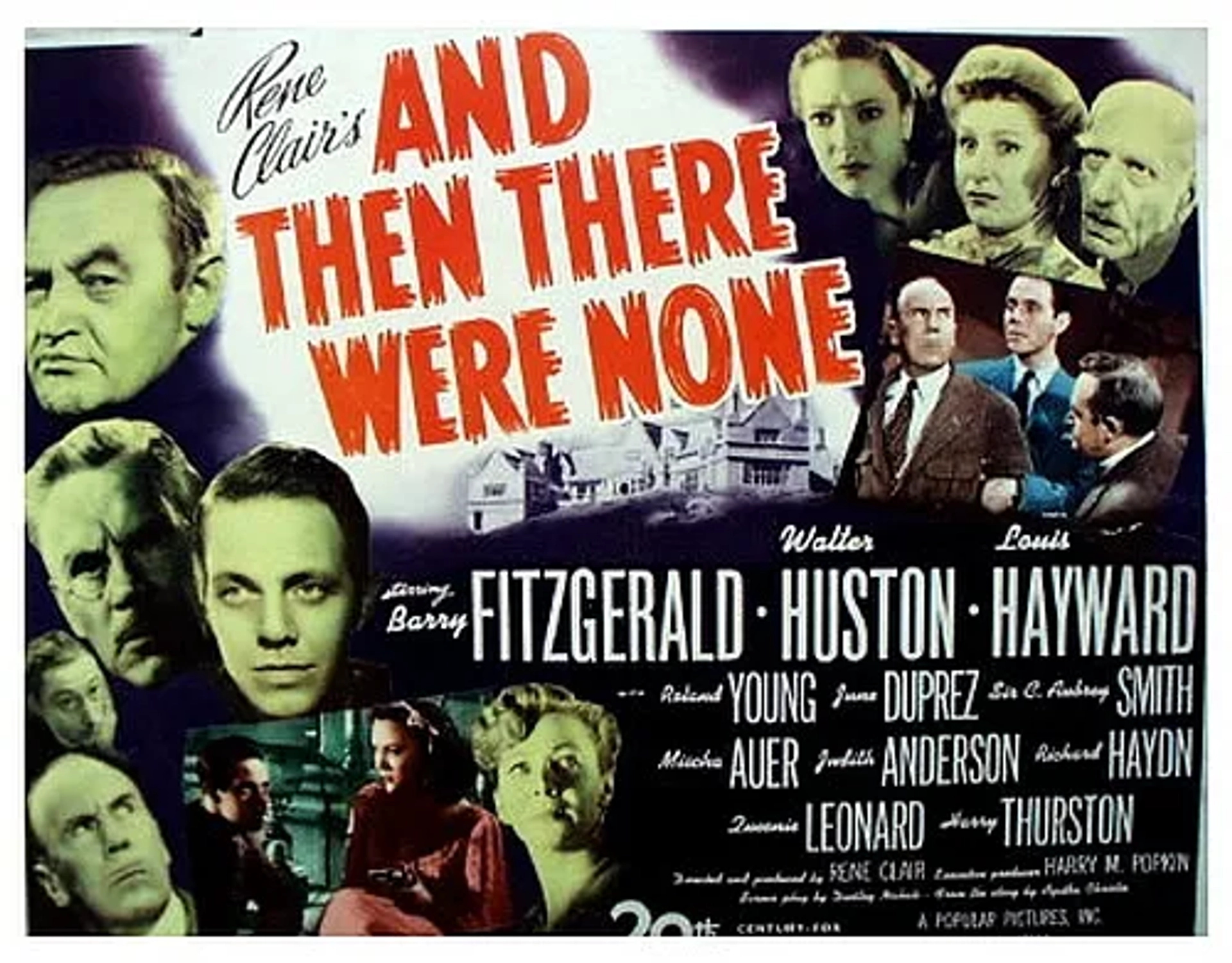 Judith Anderson, Mischa Auer, June Duprez, Barry Fitzgerald, Richard Haydn, Louis Hayward, Walter Huston, Queenie Leonard, C. Aubrey Smith, Harry Thurston, and Roland Young in And Then There Were None (1945)