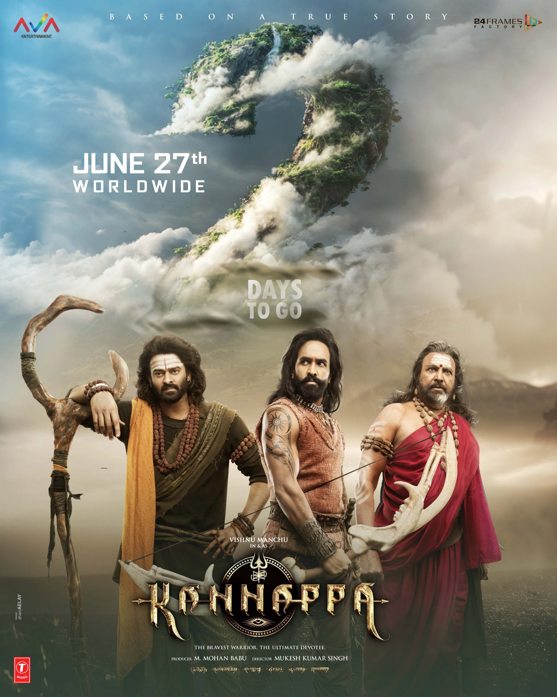 Mohan Babu, Prabhas, and Vishnu Manchu in Kannappa (2025)