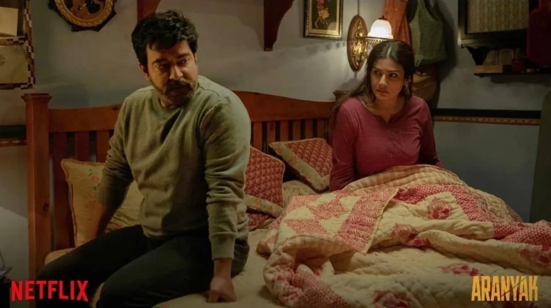 Vivek Madaan (as Hari Dogra) and Raveena Tandon (as Kasturi Dogra) in ‘Aranyak’