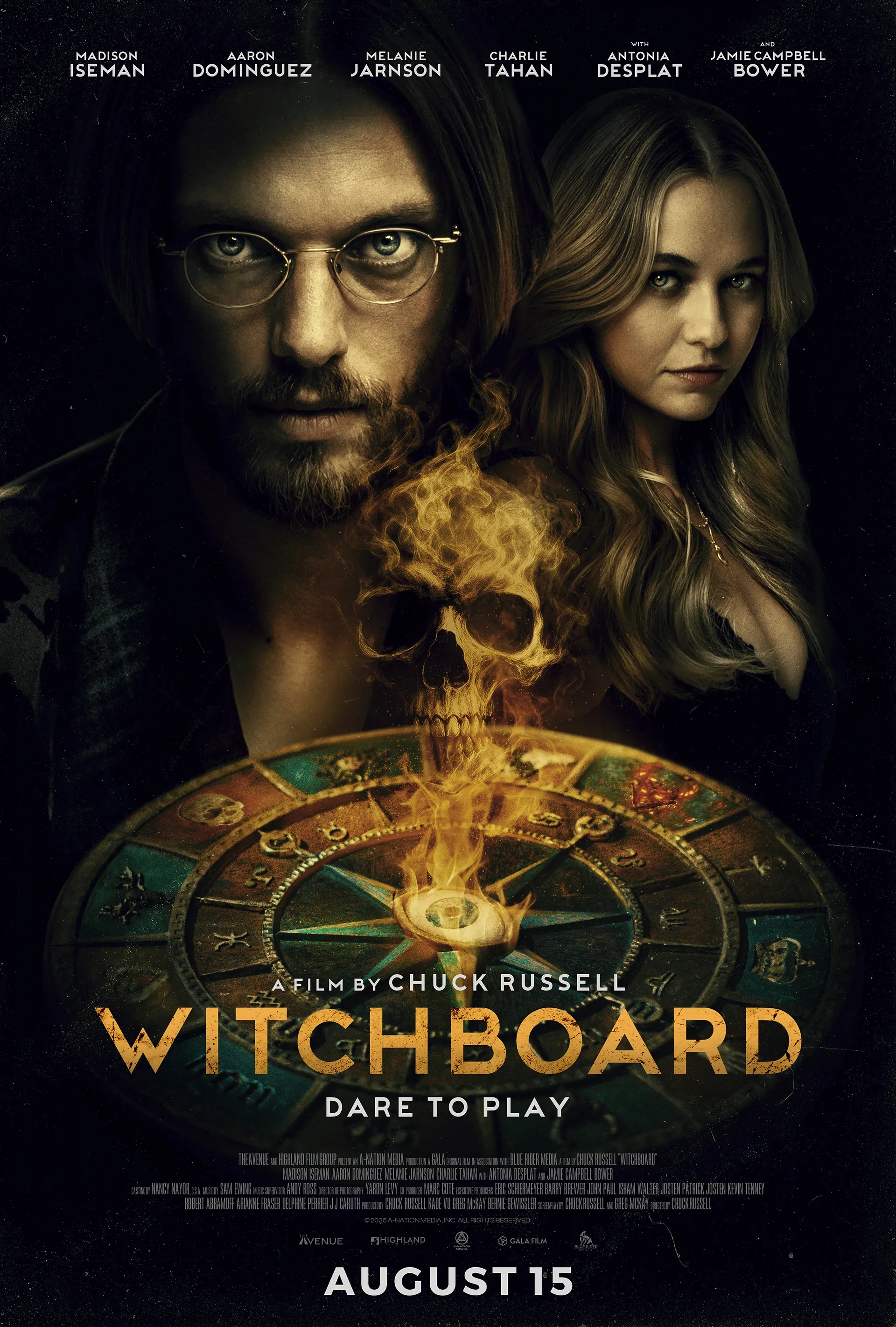 Chuck Russell, Mel Jarnson, Charlie Tahan, Antonia Desplat, Jamie Campbell Bower, Madison Iseman, Aaron Dominguez, and Kade Vu in Witchboard (2024)