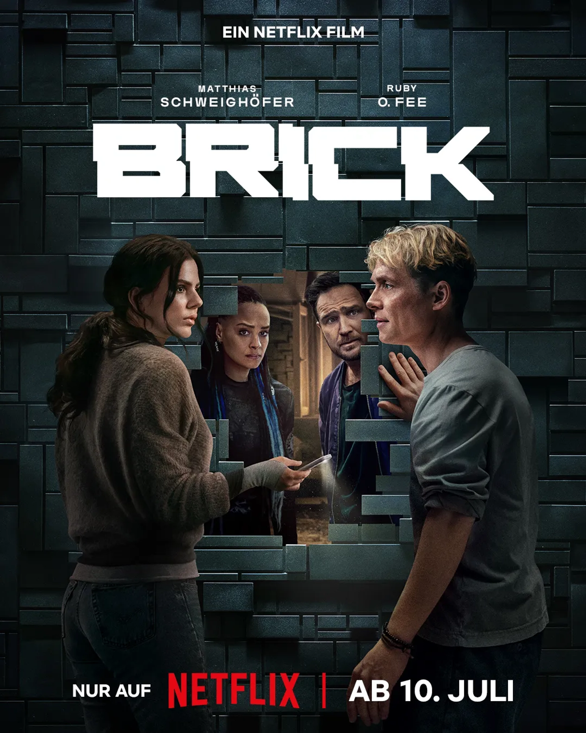 Matthias Schweighöfer, Frederick Lau, Ruby O. Fee, and Salber Lee Williams in Brick (2025)