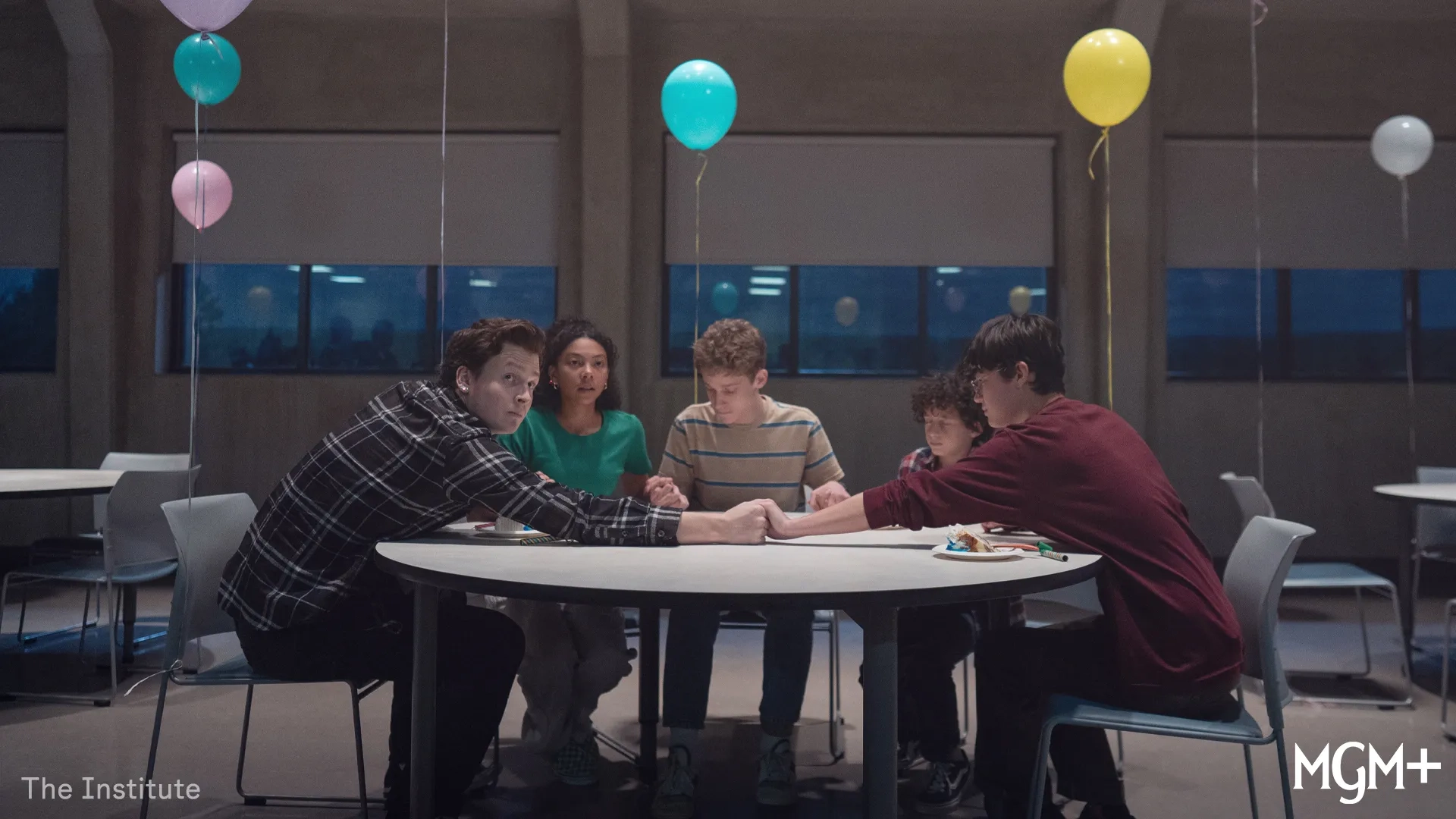 Simone Miller, Viggo Hanvelt, Fionn Laird, Arlen So, and Joe Freeman in The Institute (2025)