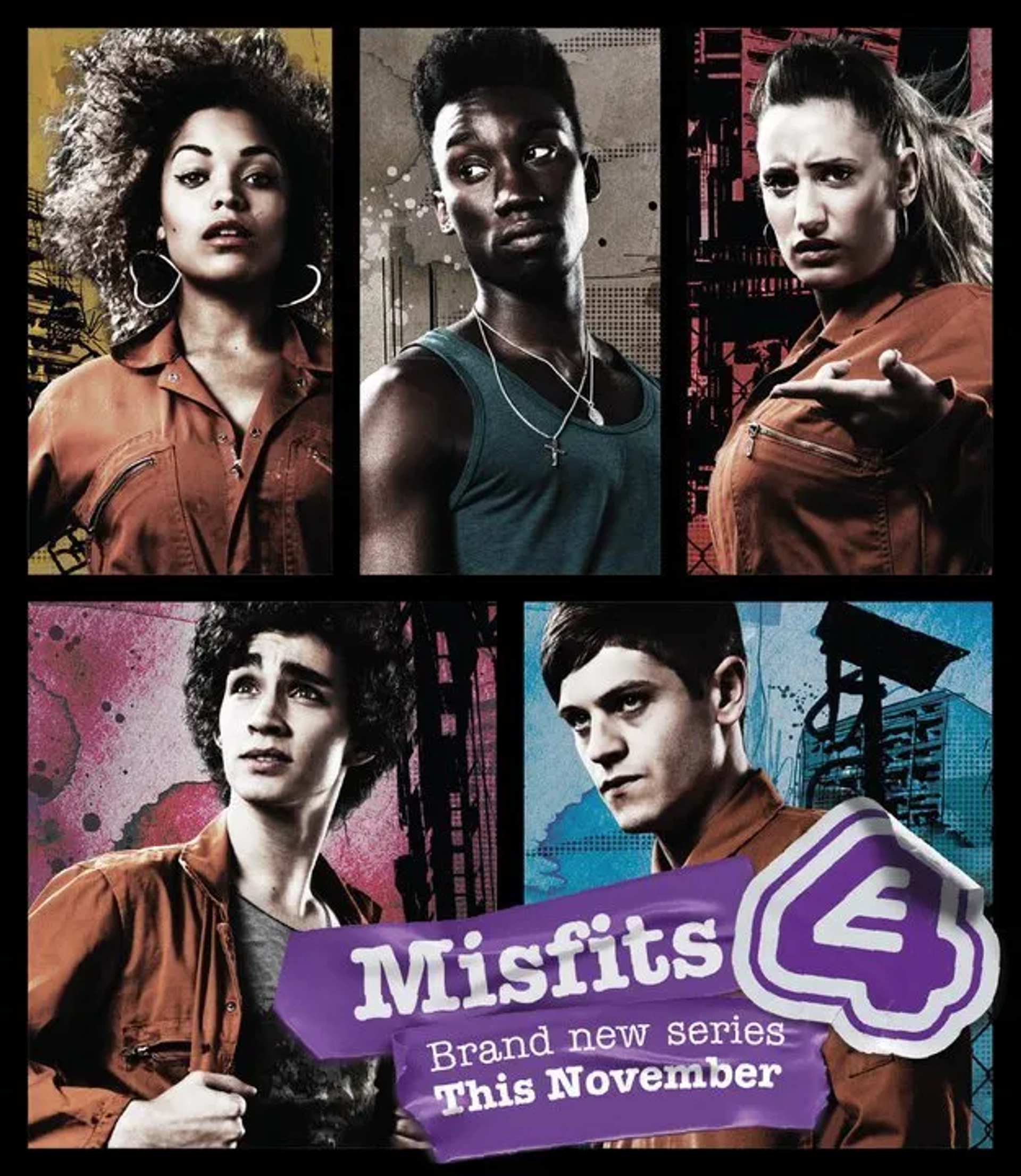Robert Sheehan, Lauren Socha, Nathan Stewart-Jarrett, Antonia Thomas, and Iwan Rheon in Misfits (2009)