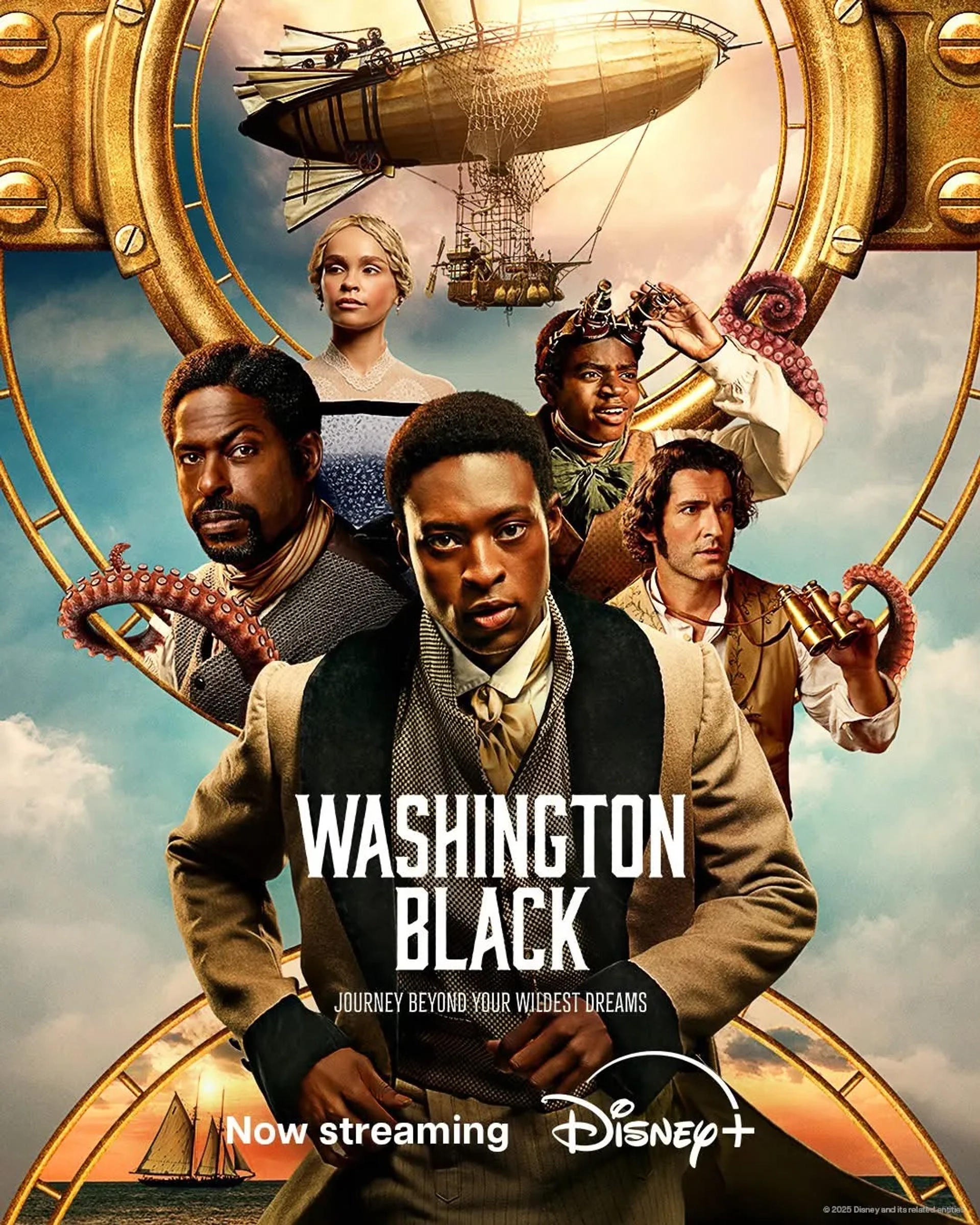 Tom Ellis, Eddie Karanja, Sterling K. Brown, Iola Evans, and Ernest Kingsley Junior in Washington Black (2025)