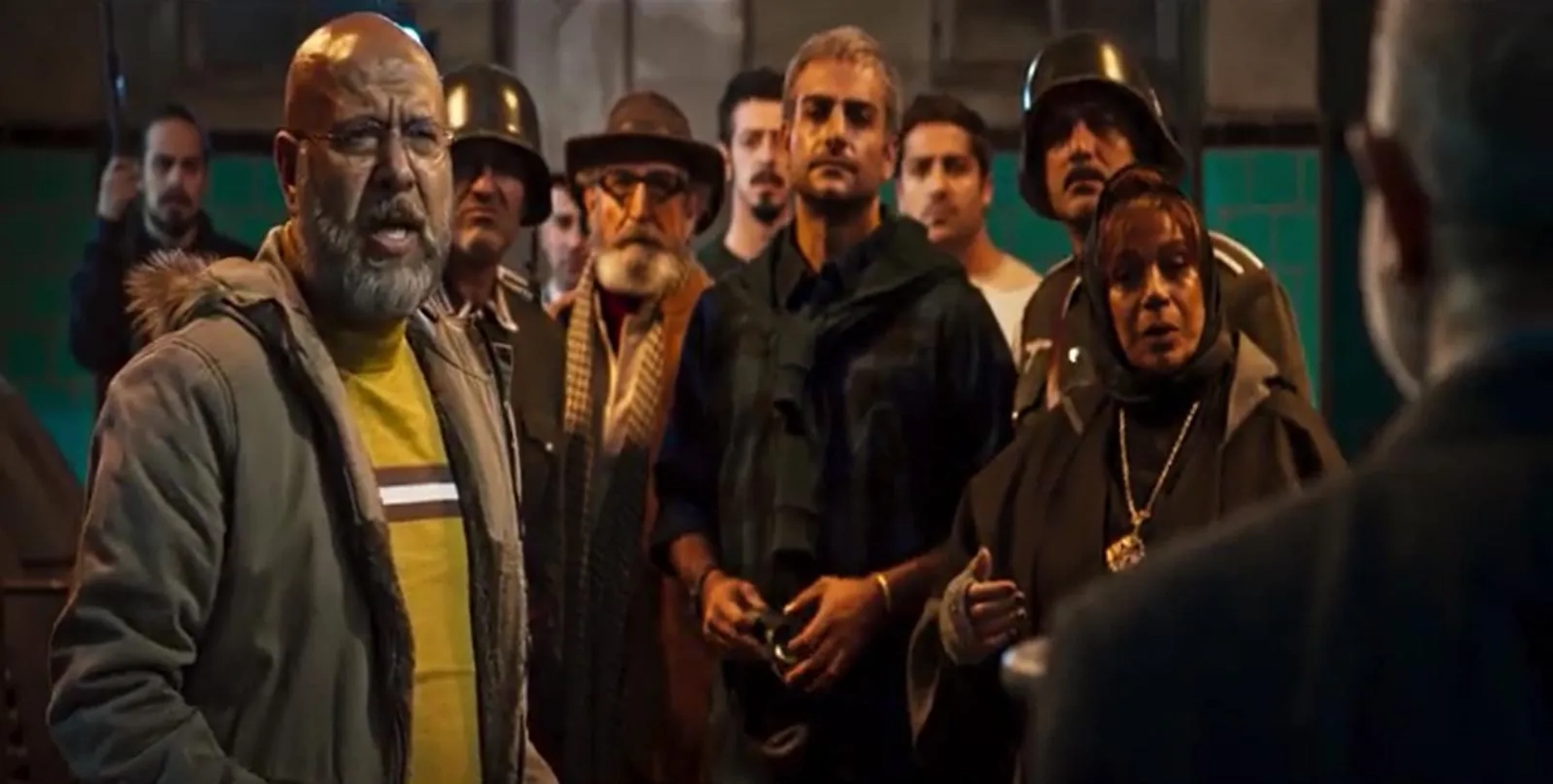 Gohar Kheirandish, Farhad Aeish, Sam Derakhshani, Hamed Komaily, Mohammad Bahrani, and Pejman Jamshidi in The Good, the Bad, the Corny: Radioactive (2021)