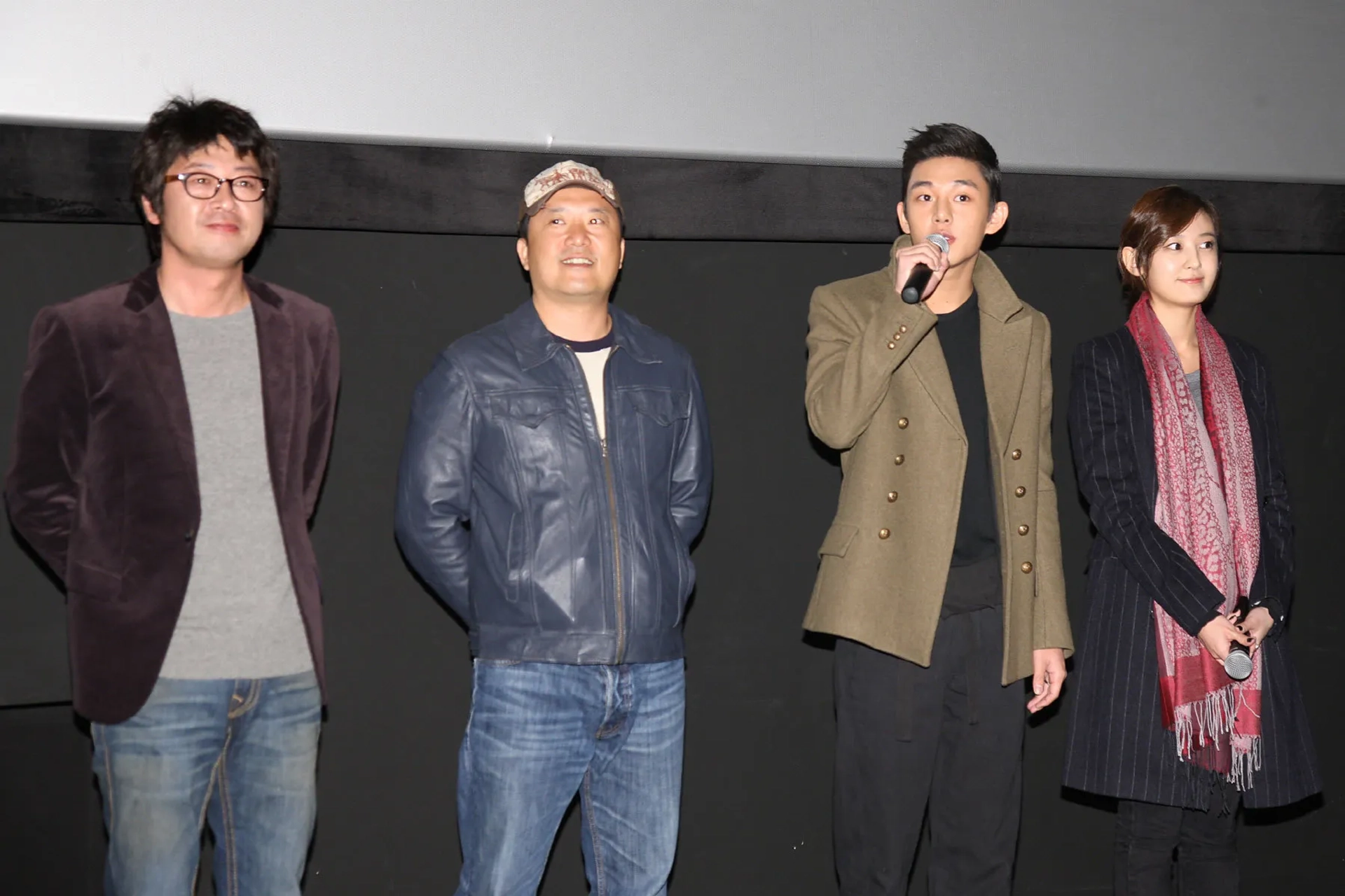 Lee Han, Kim Yoon-seok, Yoo Ah-in, and Kang Byeol at an event for Punch (2011)