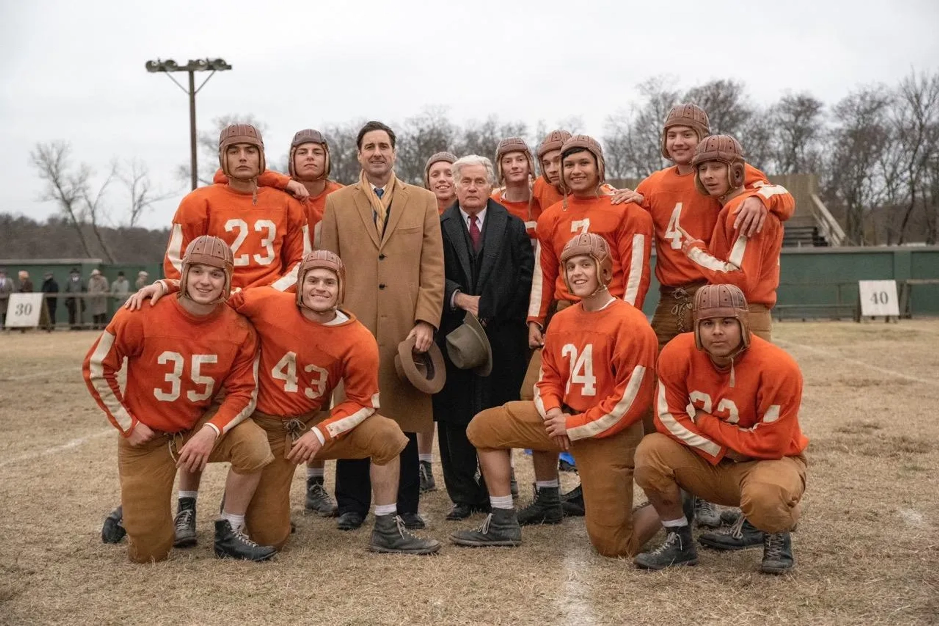 Martin Sheen, Luke Wilson, Levi Dylan, Bailey Roberts, Slade Monroe, Woodrow Luttrell, Manuel Tapia, Michael Gohlke, Jake Austin Walker, Tyler Silva, Jacob Lofland, and Sampley Barinaga in 12 Mighty Orphans (2021)