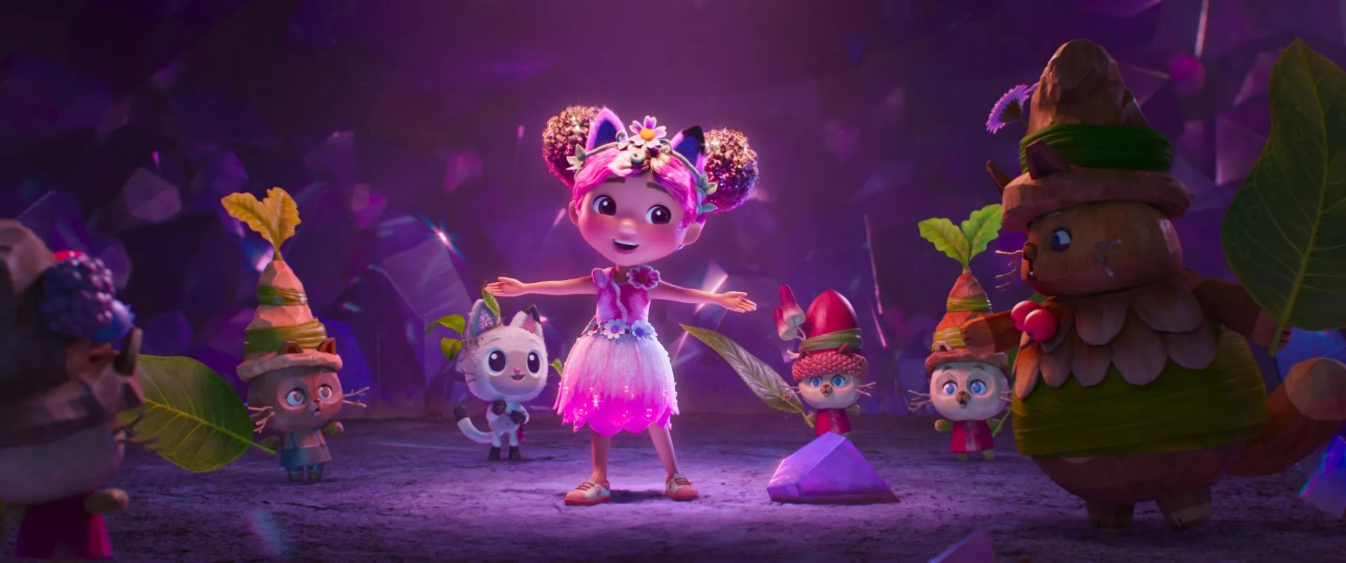 Logan Bailey, Melissa Villaseñor, Pandy, and Laila Lockhart Kraner in Gabby's Dollhouse: The Movie (2025)